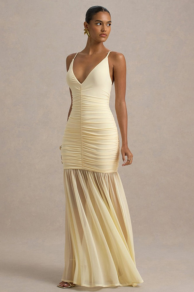 Sheer Plunge Ruffle Slip Dress Secondary image
