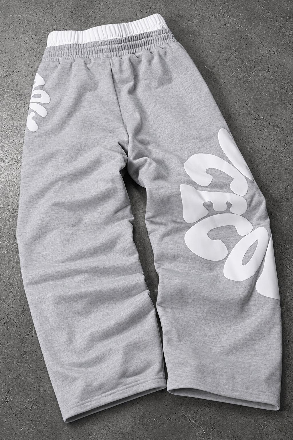 Letter Graphic Drawstring Wide Leg Sweatpants