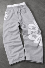 Letter Graphic Drawstring Wide Leg Sweatpants