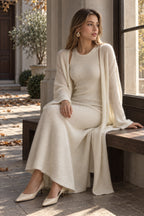 Vintage Knit Cardigan and Sleeveless Dress Two Piece Set
