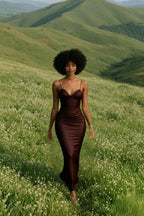 Draped Maxi Silk Dress