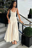 Slim Fit Patchwork A-Line Maxi Dress