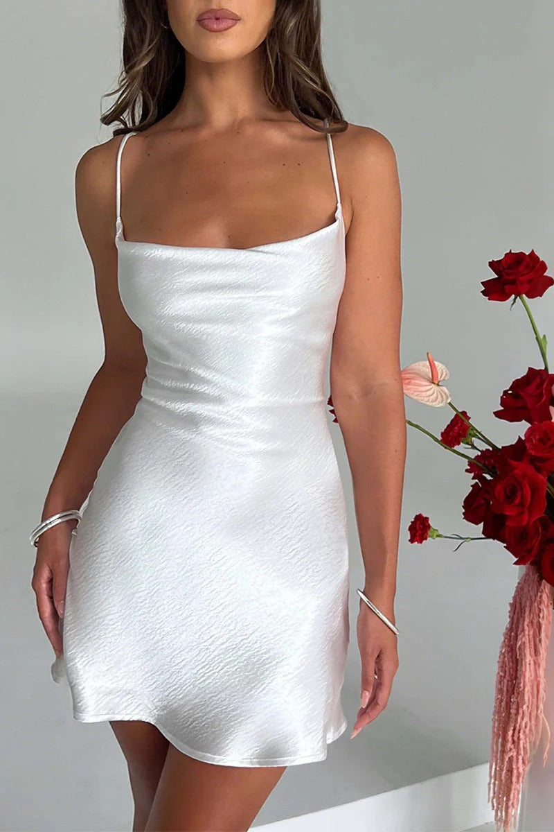 Sleeveless Backless Silk Dress Main image