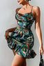 Floral Ruffle Satin Cami Silk Dress