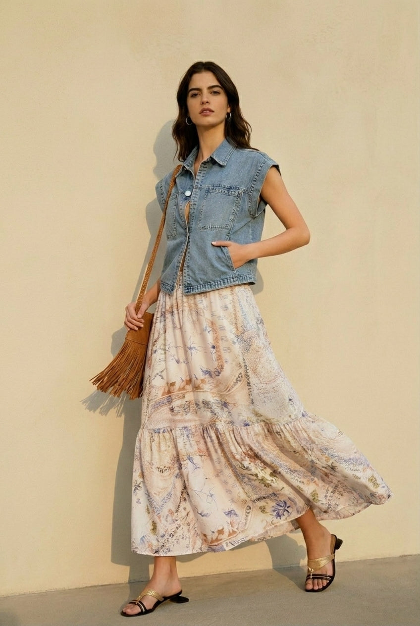Light Flowy Floor Length Vacation Skirt Secondary image