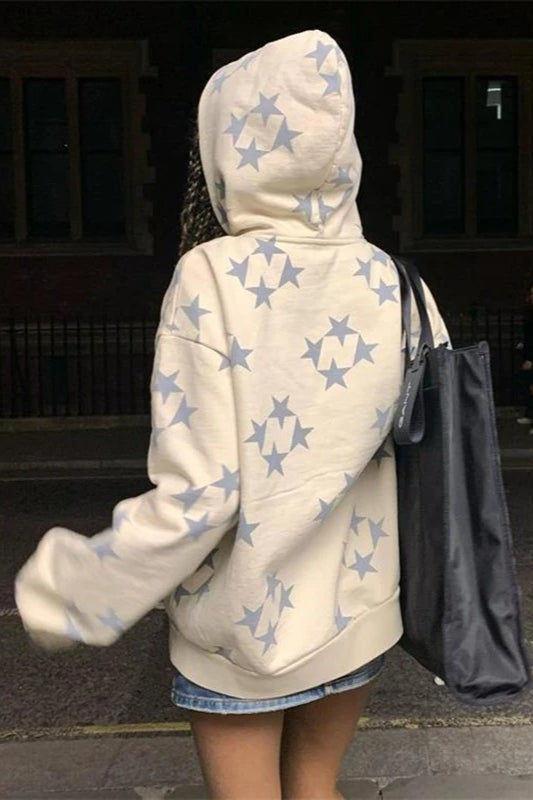 Star Print Zip Up Hoodie Main image