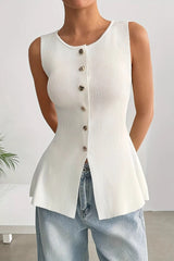 Casual Sleeveless Knit Sweater