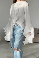 Design Ruffle Flare Blouse