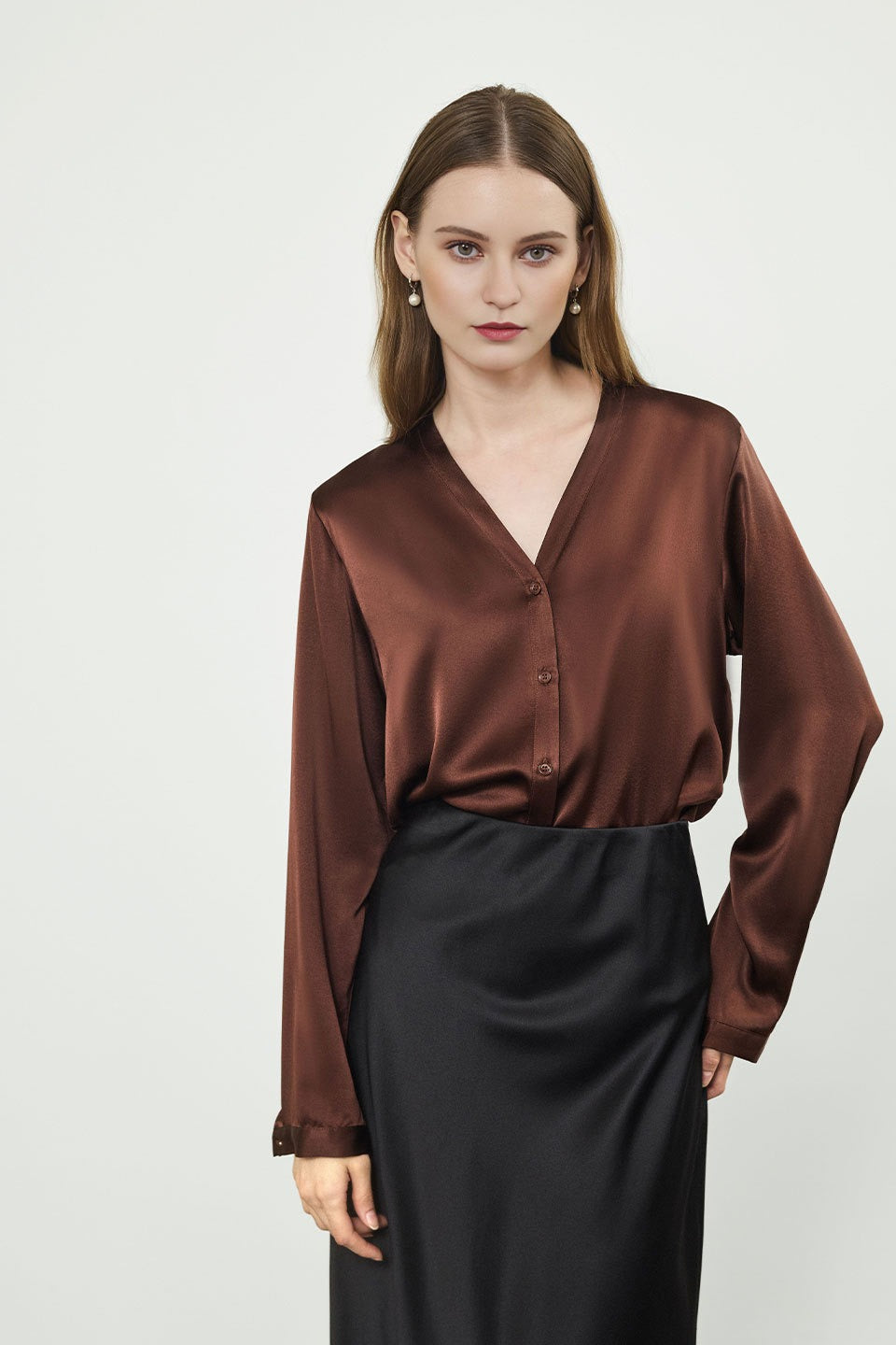 Silk Oversized Elegant Workwear Long Sleeve Blouse Main image
