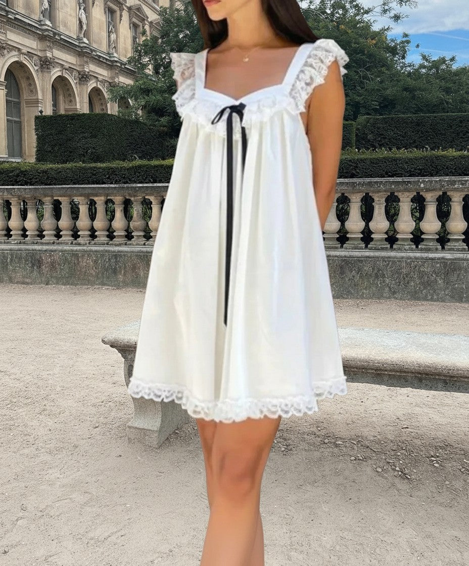 Ribbon Bow Babydoll Mini Dress Main image