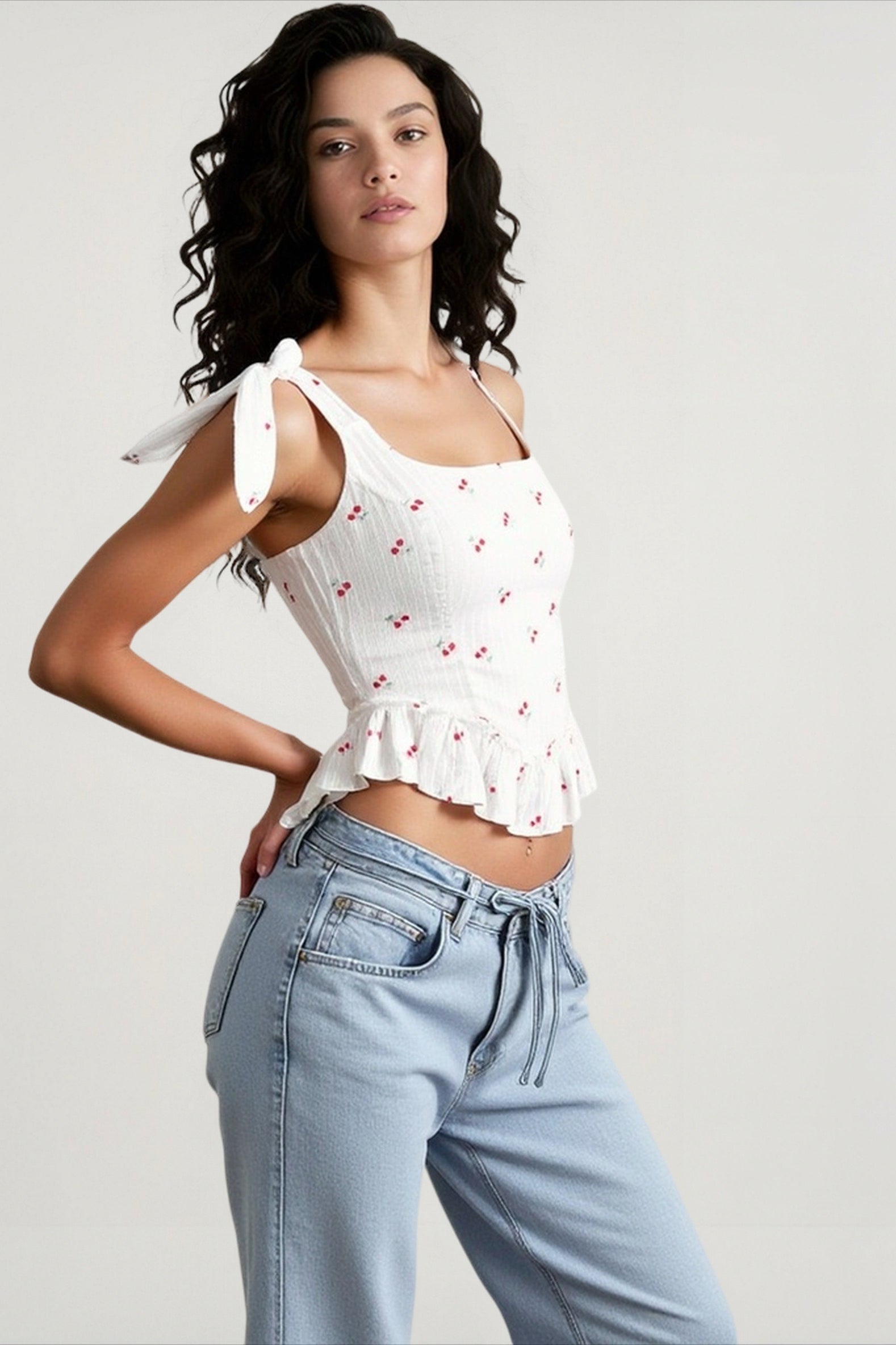 Print Jacquard Waist Cami Top Secondary image