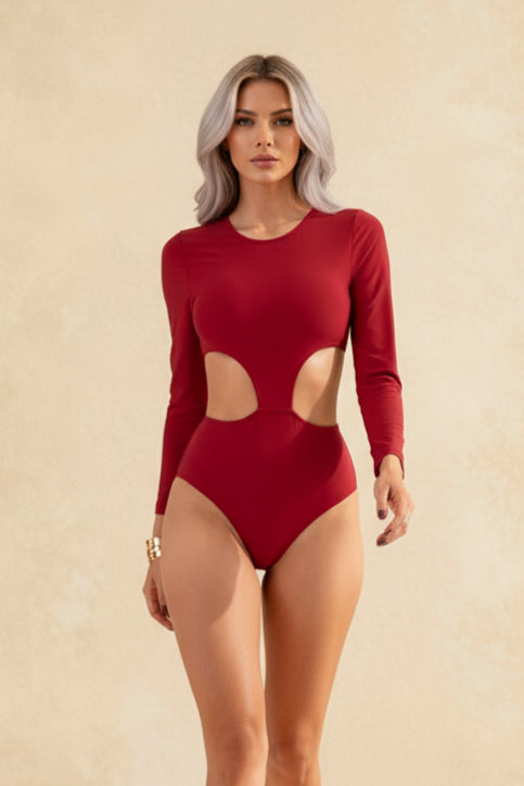 Backless Hollow Long Sleeve One Piece Set Main image