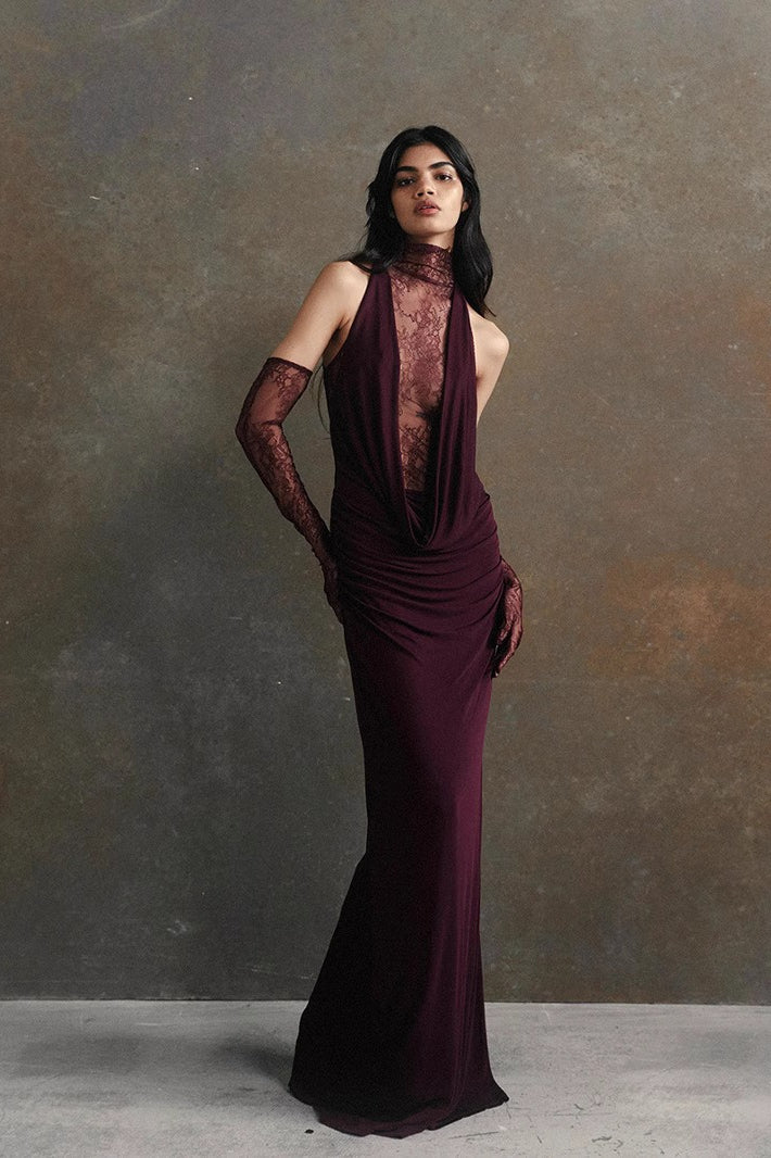 Halter Neck Deep V Bodycon Maxi Formal Dress Secondary image