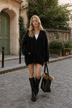 Loose Fit Rabbit Hair Knit Cardigan