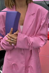 Blush Pink Bow Detail Relaxed Blazer