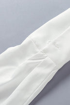 White Backless Tie Waist Blouse