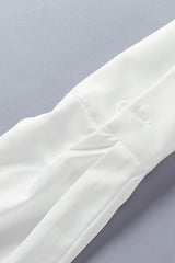 White Backless Tie Waist Blouse