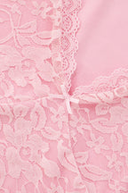 V Neck Bell Sleeve Pleated Mini Lace Dress