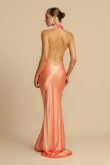 Satin Halter Neck Maxi Dress