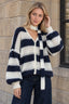 V-Neck Patchwork Knit Cardigan