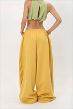 Rhinestone Script Drawstring Wide Leg Pants