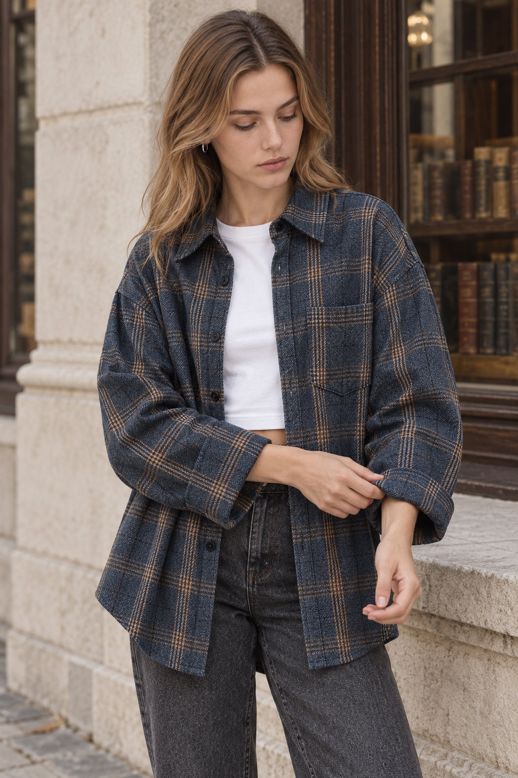 Men's Checkered Long Sleeve Button Shirt