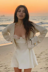 Satin Lace Bustier Slip Dress