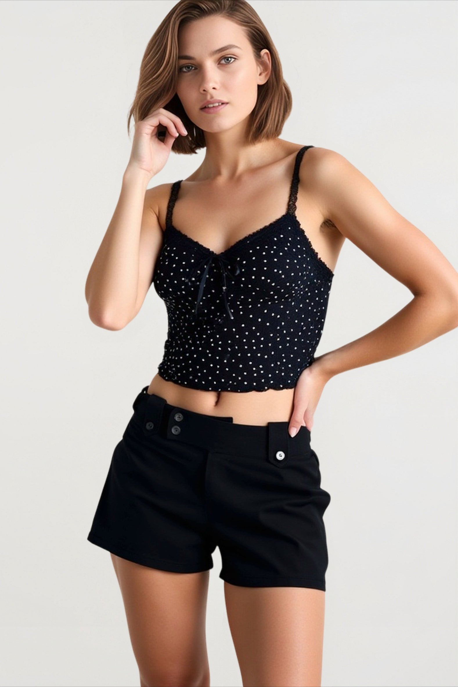 Polka Dot Bow Detail Cami Top Secondary image