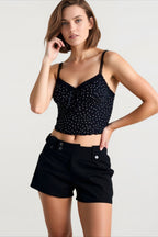 Polka Dot Bow Detail Cami Top
