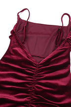 Velvet Ruched Low-Back Party Dress