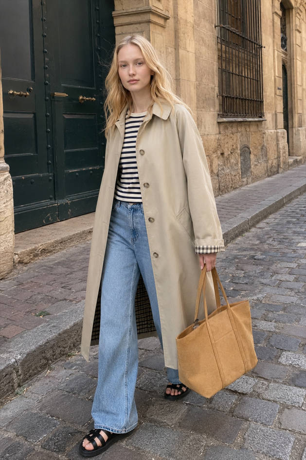 French Vintage Classic Long Overcoat Secondary image