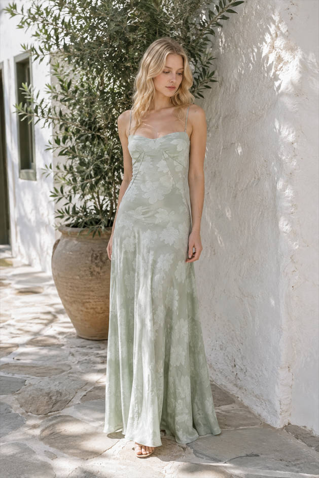 Embroidered Lace Off Shoulder Maxi Dress