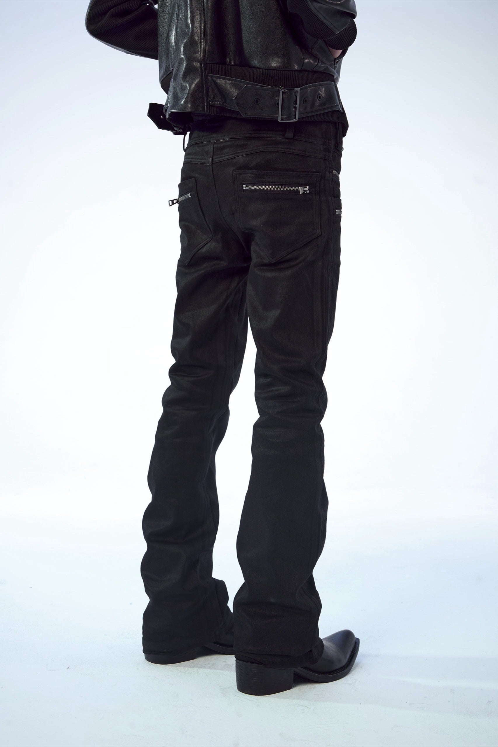 Punk Zipper Low Rise Cargo Flare Jeans Secondary image