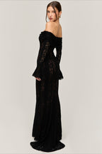 Off Shoulder Lace High Waist Prom Dress