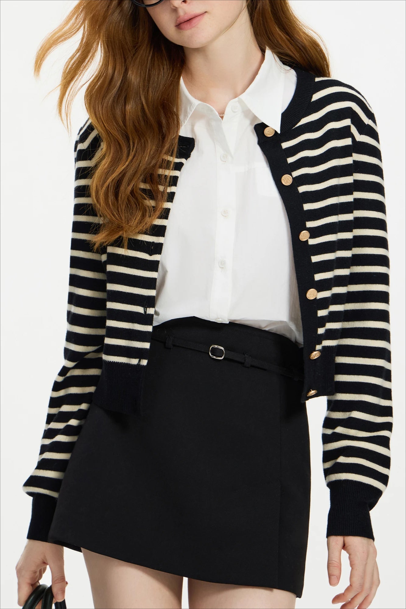 Striped Knit Layered Vest Cardigan Main image