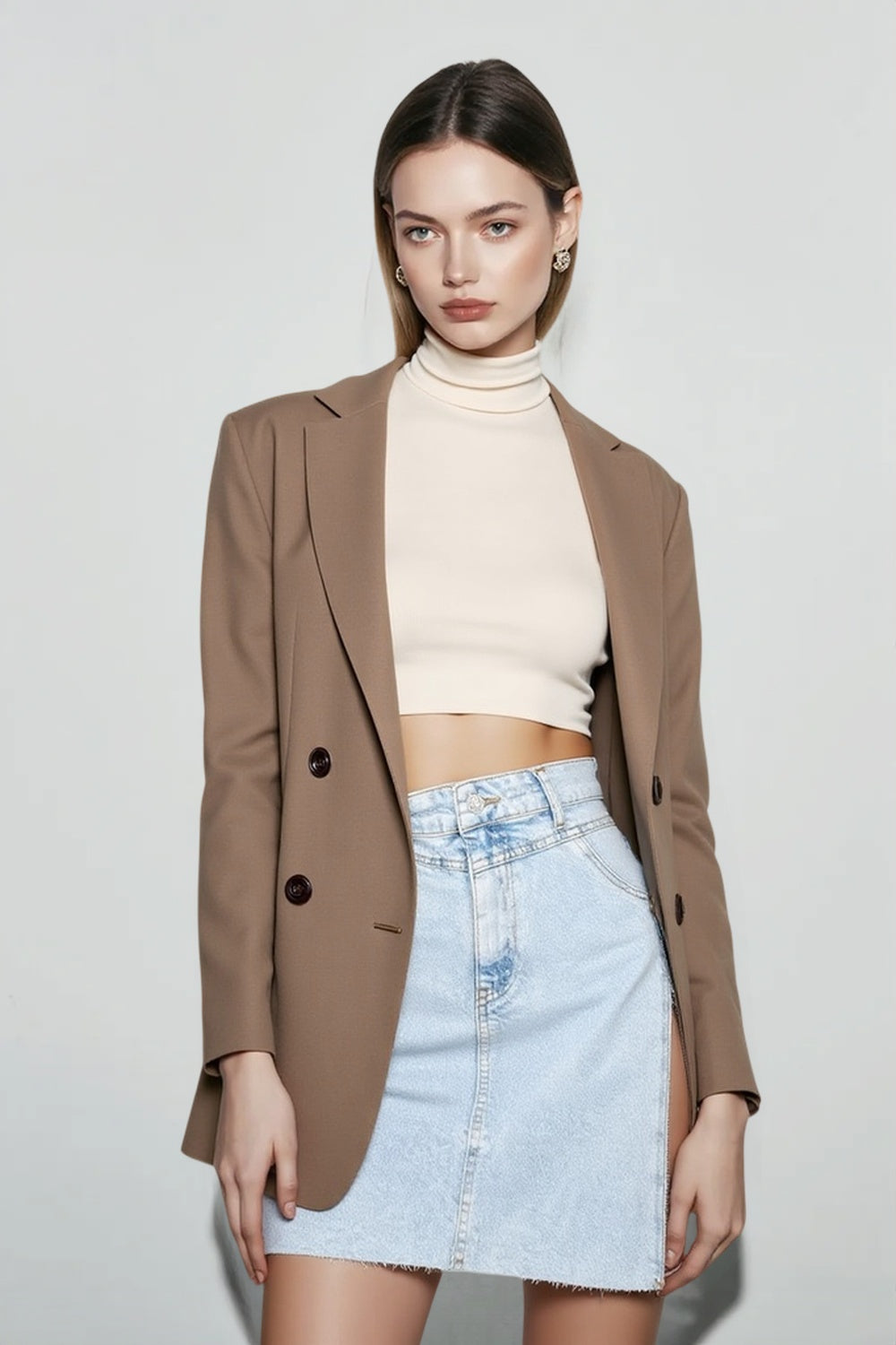 High Waist Asymmetric Denim Mini Skirt Secondary image