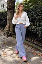 Gingham Print Elastic Waist Drawstring Lounge Pant