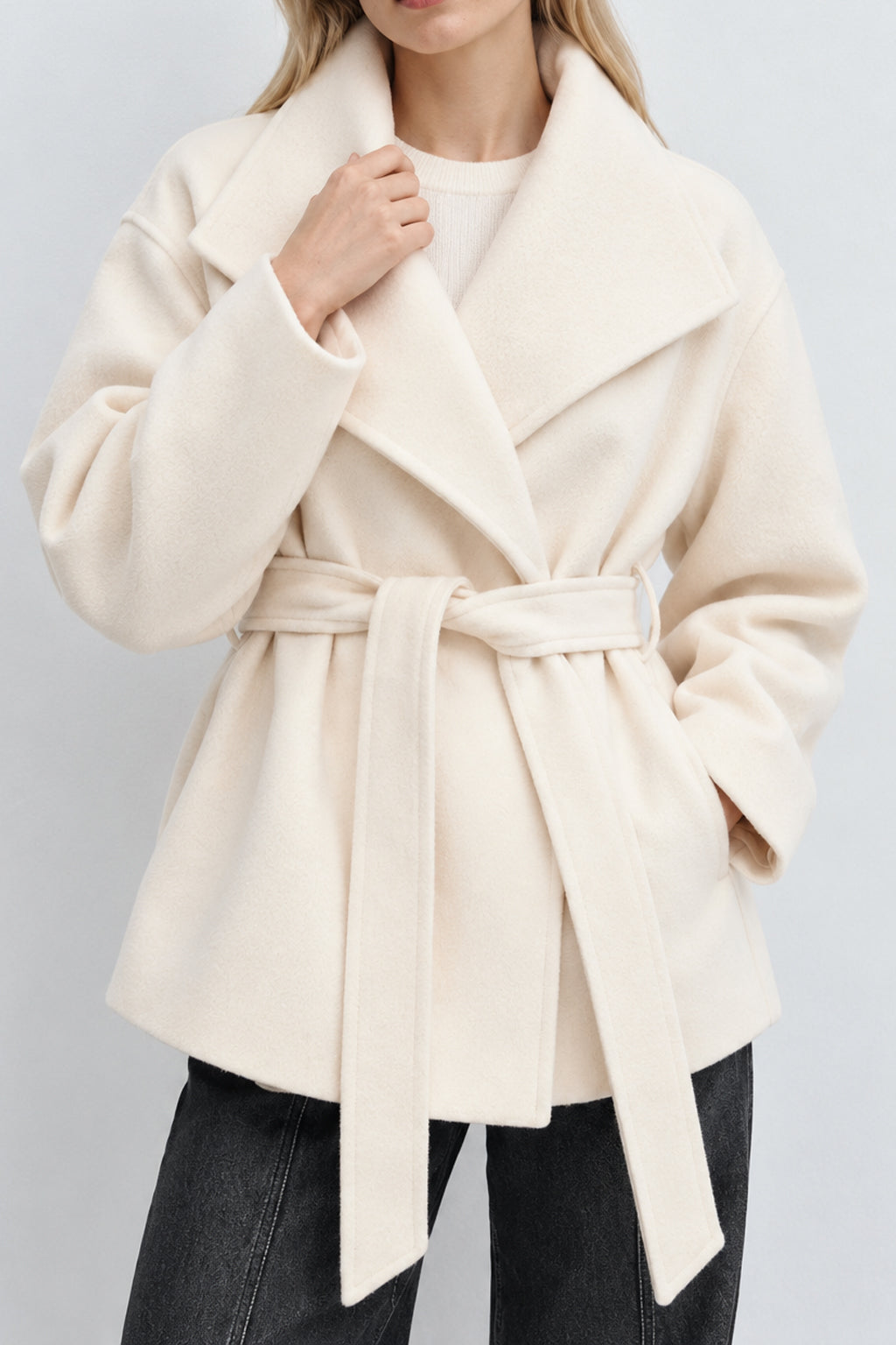 Structured Double Faced Wool Midi Coat