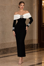 Elegant Sequin Sexy Off-the-Shoulder Evening Dress