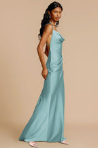 Backless Jersey Cowl Neck Midi Wrap Dress