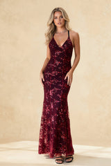 Sequins Wrap Breast Maxi Dress