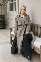 Extra Long Belted Waist Cotton Overcoat