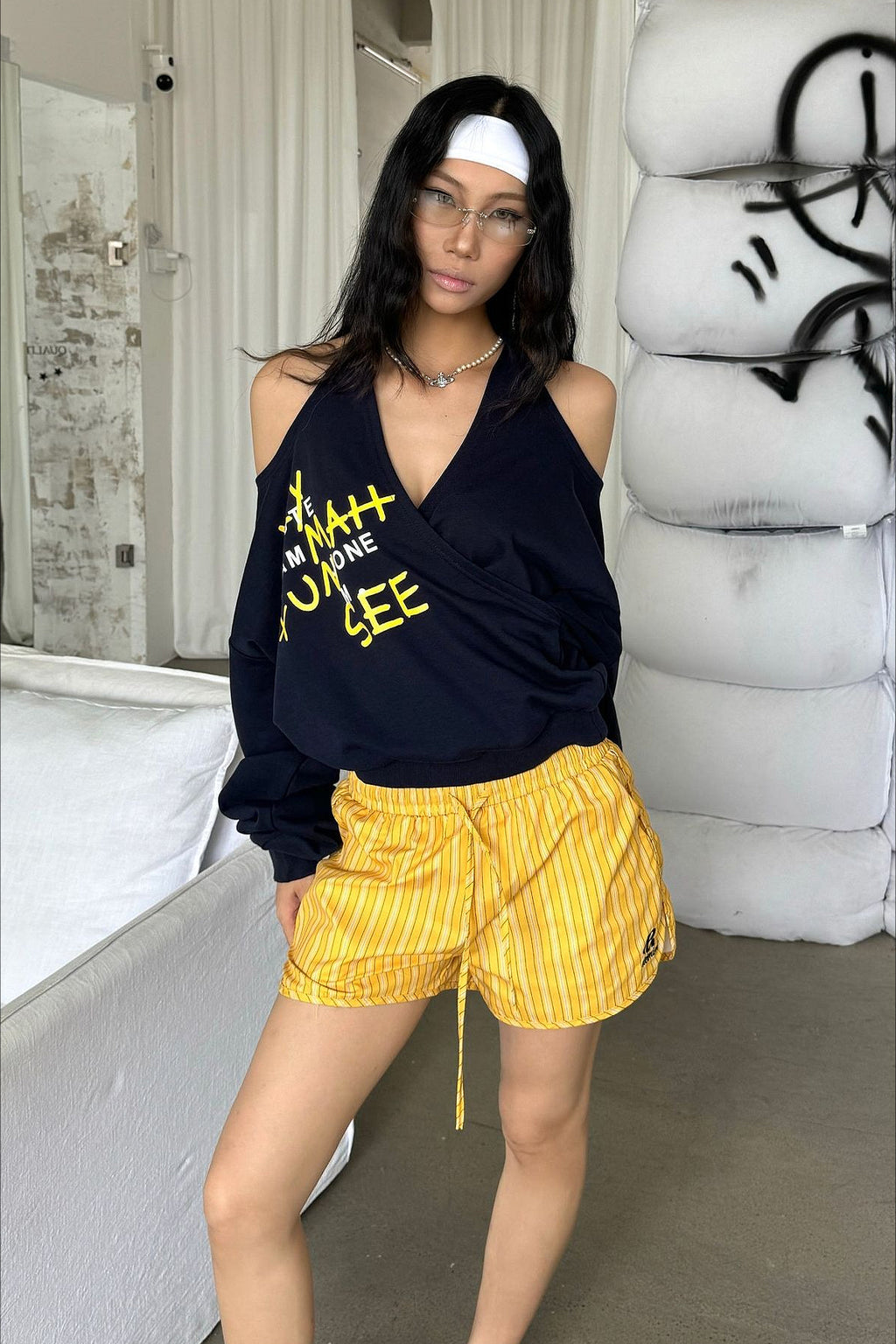 Asymmetric Off-Shoulder Loose Fit Sweatshirt