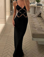 Hollow Out V Neck Slips Maxi Dress