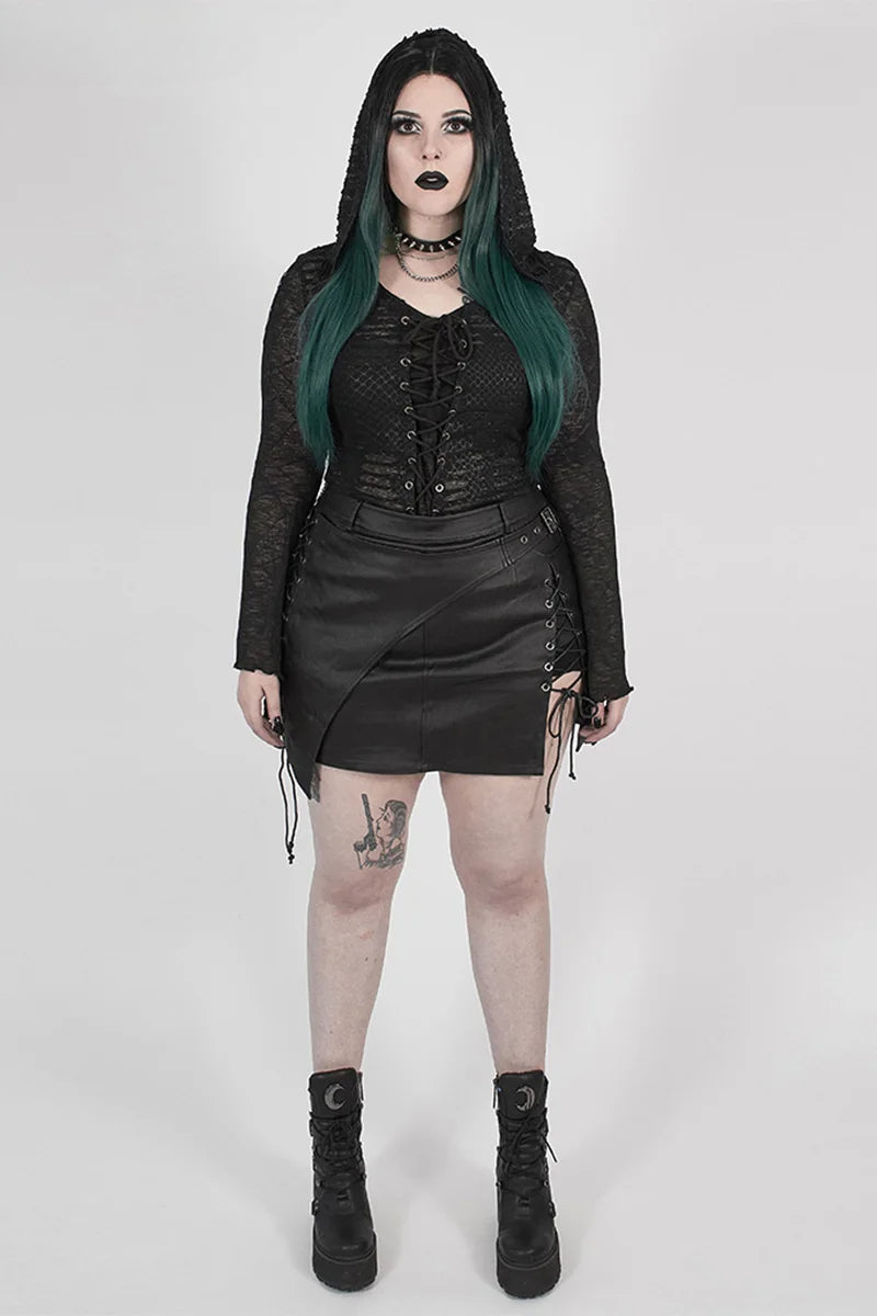 Women's Steam Irregular Personality Half Handsome Elastic Pu Leather Black Skirt Main image