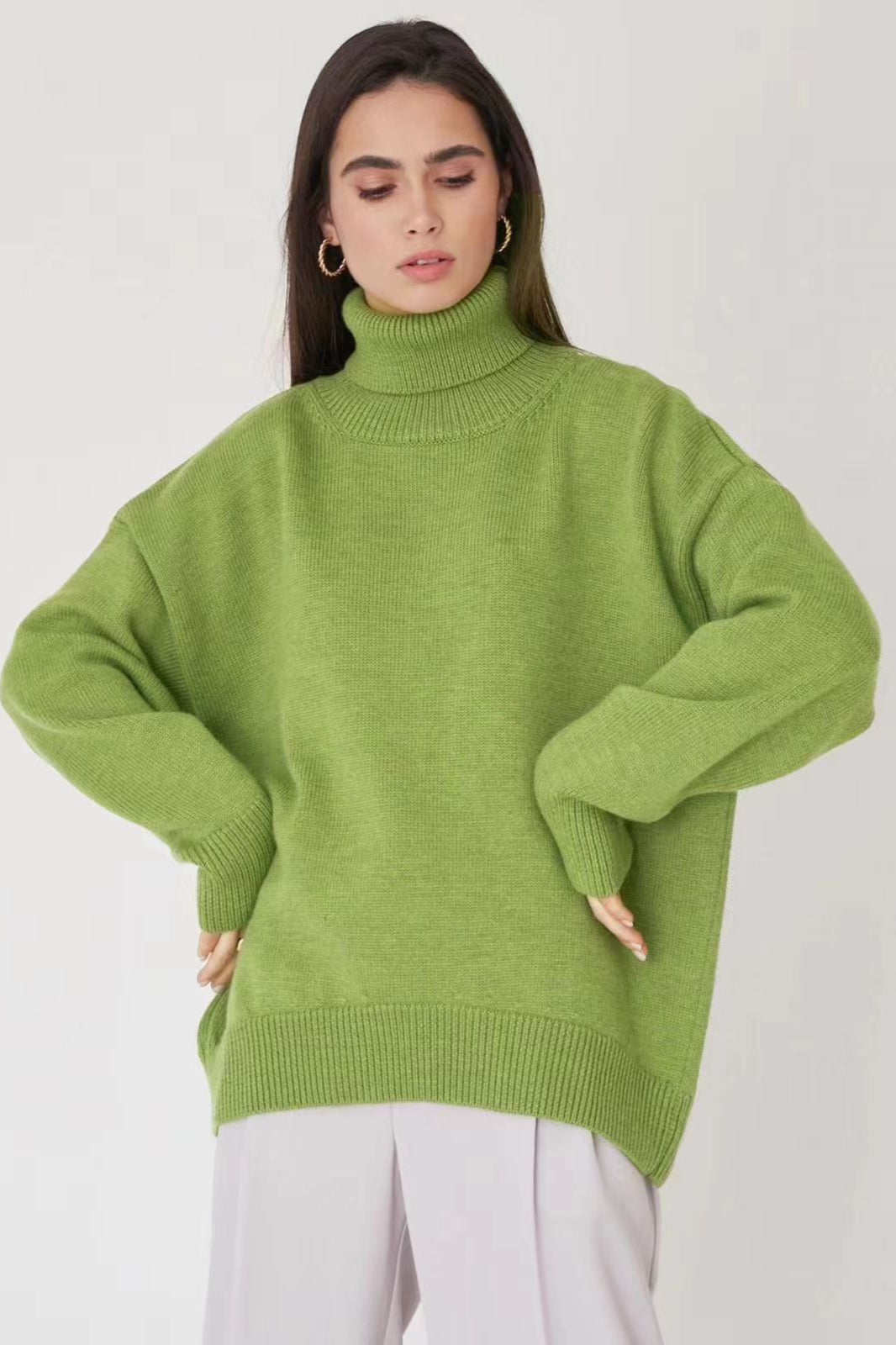 Ribbed High Neck Casual Sweater Main image
