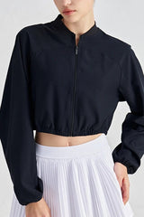 Cropped Zip-Up Athletic Jacket