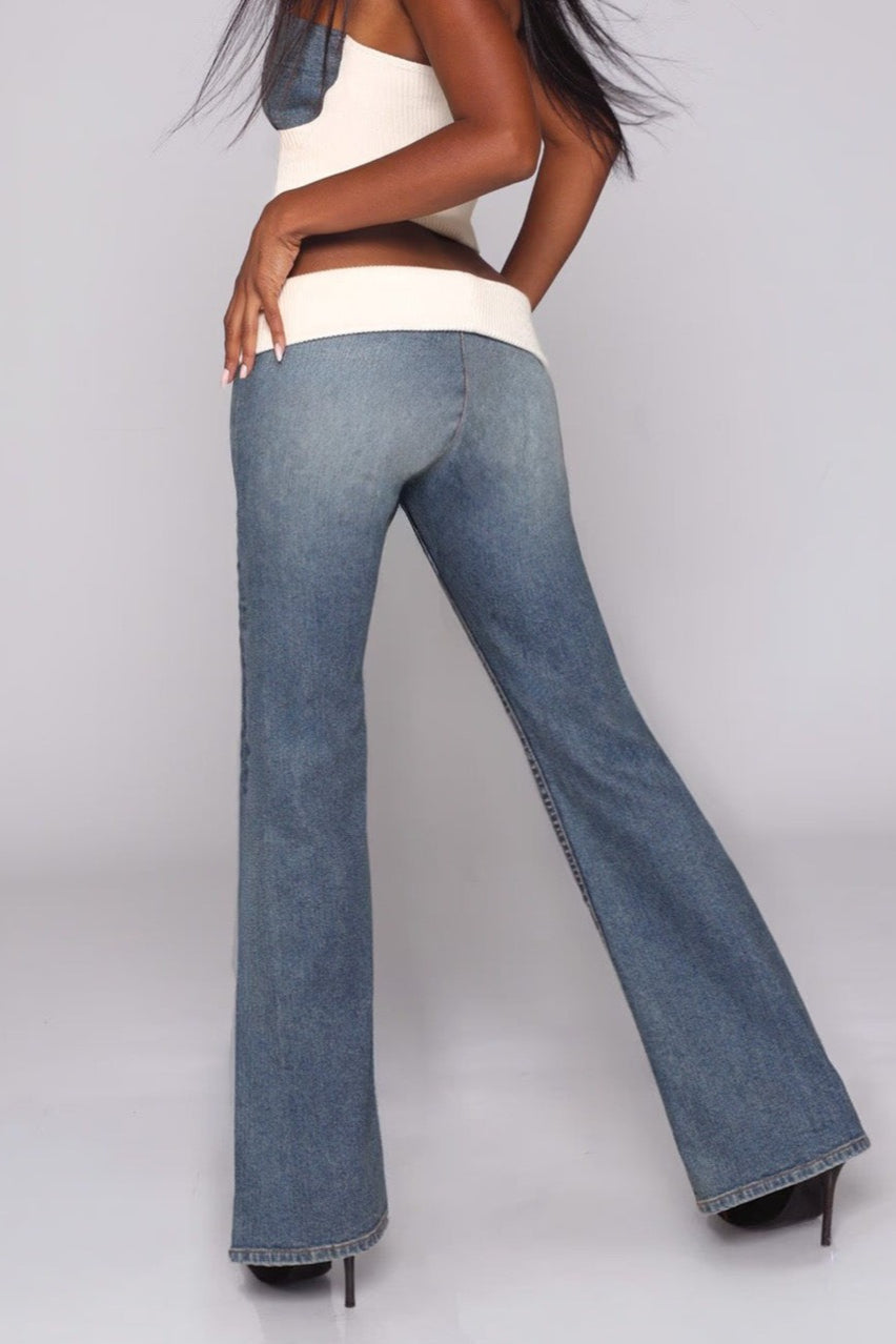 Y2K Elastic Low Rise Flare Jeans Secondary image