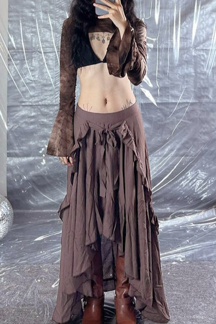Vintage Asymmetric Hem Maxi Skirt Secondary image