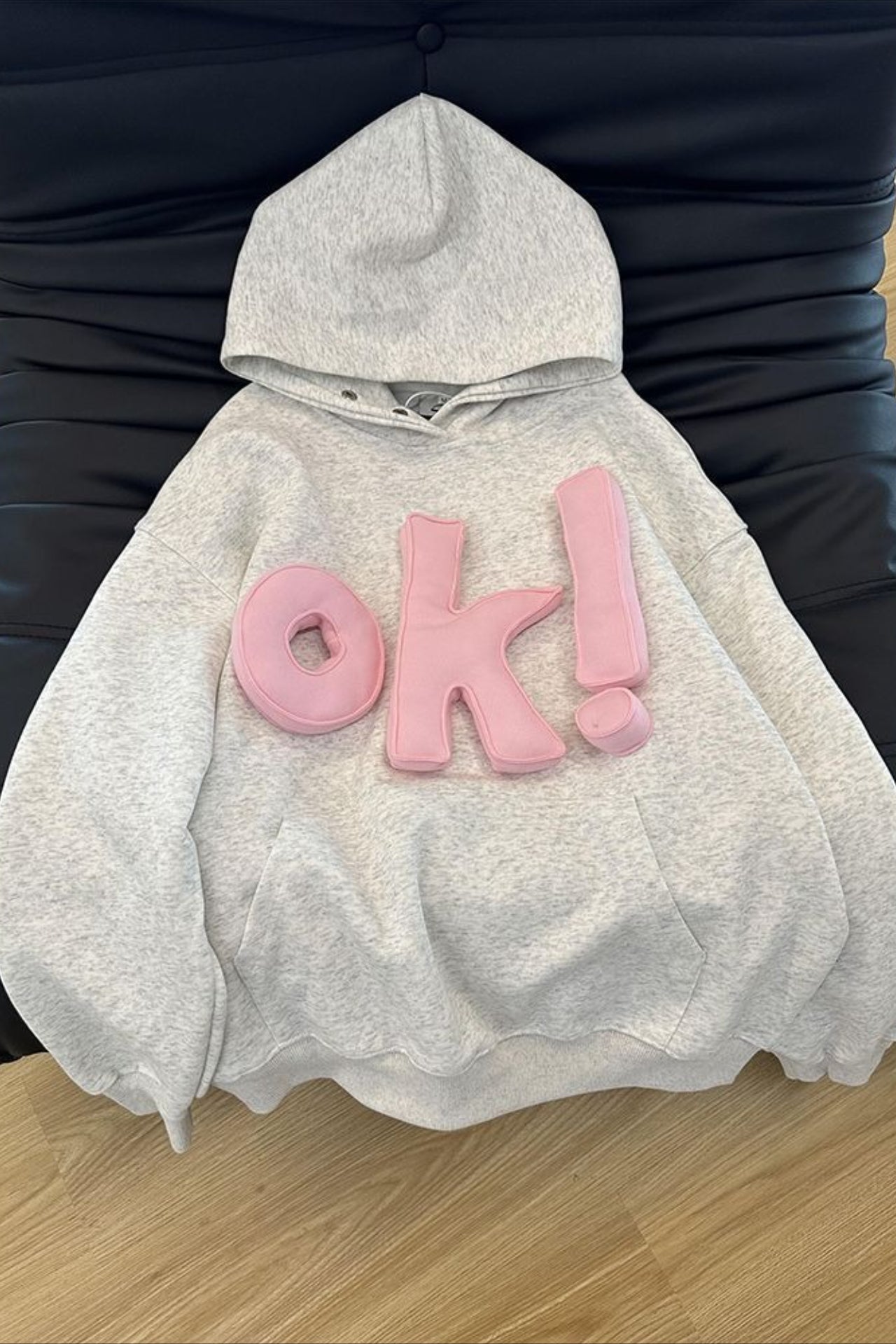 3D OK Letter Print Hoodie Main image